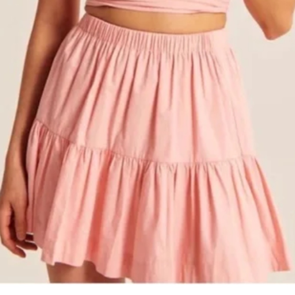 Abercrombie & Fitch Tiered Pink Poplin Skirt XXS (selling matching set items)
